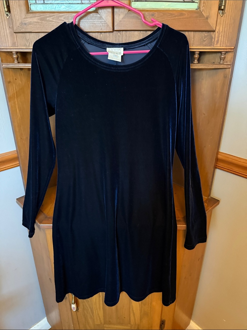 VTG 90s Moda International Blue Velvet Long Sleeve Mini Dress M Whimsigoth